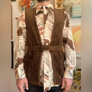 60s Vintage DEADSTOCK Hippie Western Corduroy Tunic Vest NWT/Mint Condition
